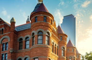 Old Red brick building in Dallas